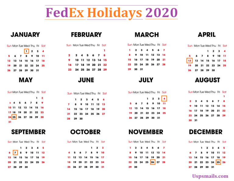 [2020] FedEx Holidays List | Holiday Service Schedule