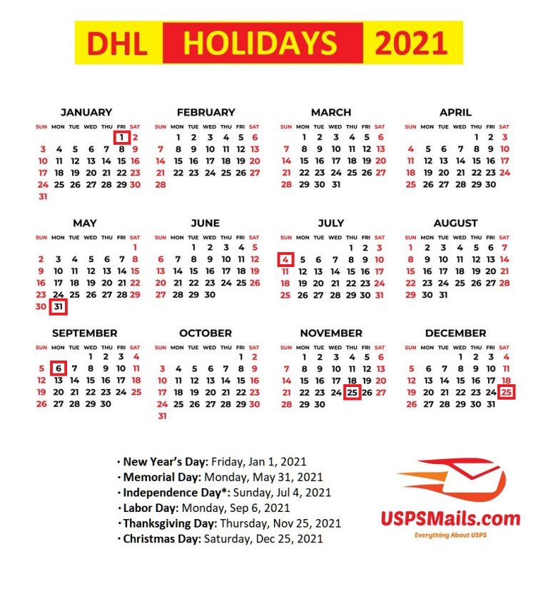 DHL Holidays 2021 | DHL Holiday Schedule and Holiday Hours